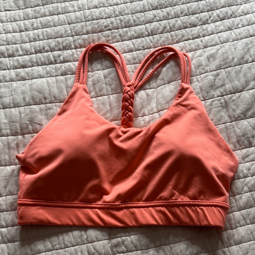 Coral Sports Bra with Braided Back